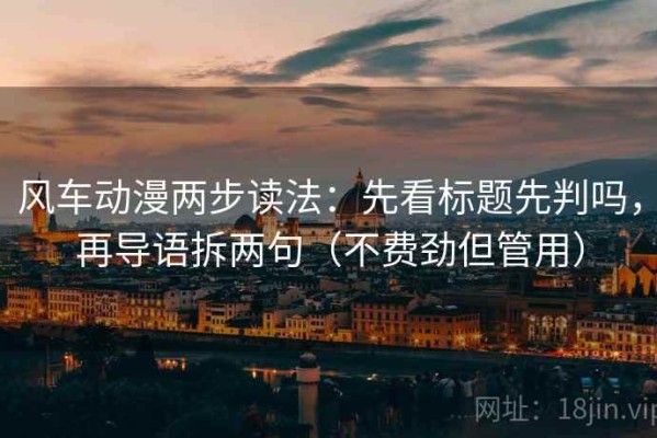 风车动漫两步读法：先看标题先判吗，再导语拆两句（不费劲但管用）
