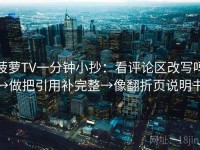 菠萝TV一分钟小抄：看评论区改写吗→做把引用补完整→像翻折页说明书