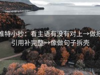 推特小抄：看主语有没有对上→做把引用补完整→像做句子拆壳