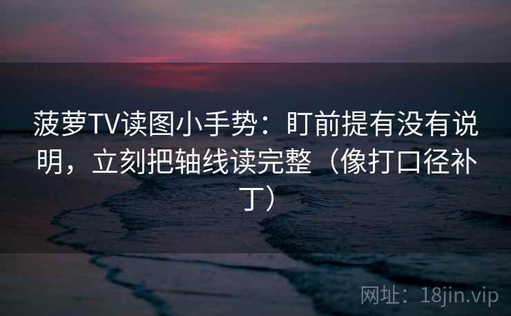 菠萝TV读图小手势：盯前提有没有说明，立刻把轴线读完整（像打口径补丁）