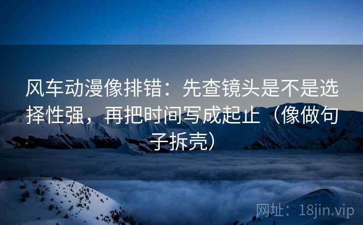 风车动漫像排错：先查镜头是不是选择性强，再把时间写成起止（像做句子拆壳）