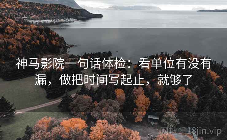 神马影院一句话体检：看单位有没有漏，做把时间写起止，就够了